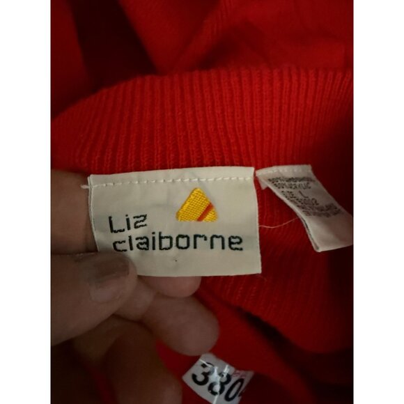 VTG Liz Claiborne Lambswool Blend Skirt Pull on Pleated Knit Women's Red Large - Picture 4 of 5